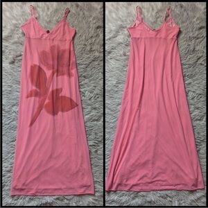 Kimchi Blue Ginnie Printed Mesh MIDI dress rose slip dress M